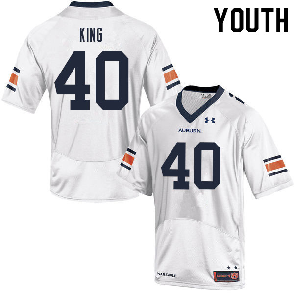 Auburn Tigers Youth Landen King #40 White Under Armour Stitched College 2021 NCAA Authentic Football Jersey XQW5474FG